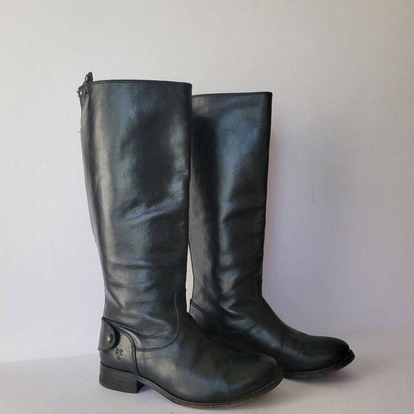 Frye Shoes - Frye Melissa Button Back Zip Riding Extended Calf Leather Boots. Size 6B